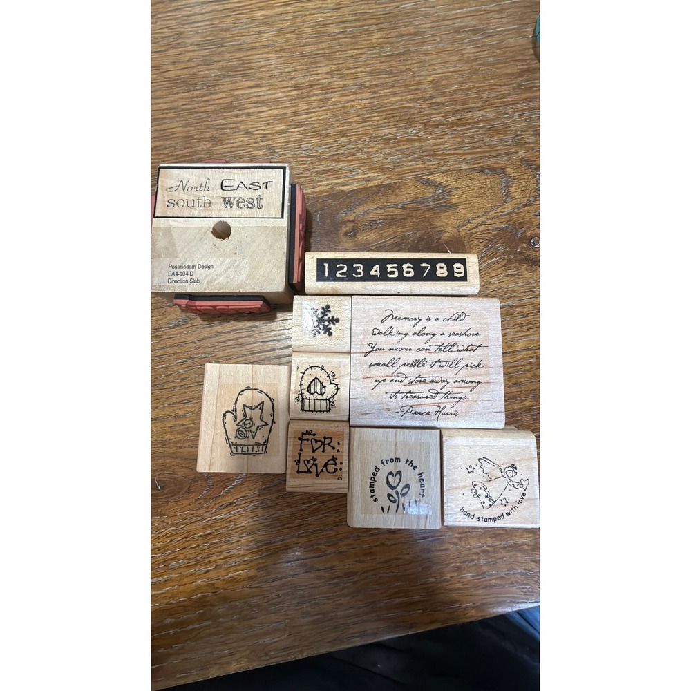 Set of 9 wooden stamps